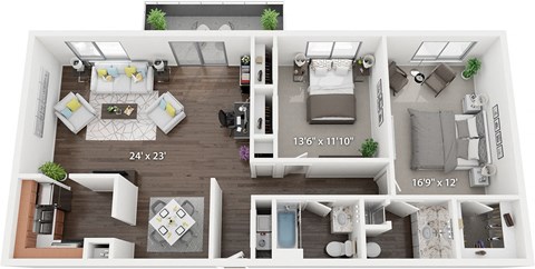 a 1 bedroom floor plan  lofts on the park